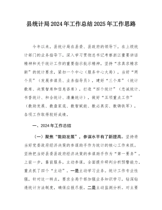 县统计局2024年工作总结2025年工作思路.docx