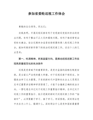 参加省委轮巡视工作体会.docx