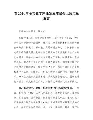 在2024年全市数字产业发展座谈会上的汇报发言.docx