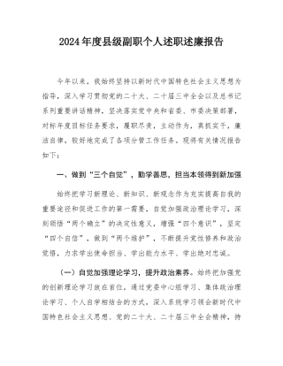 2024年度县级副职个人述职述廉报告.docx