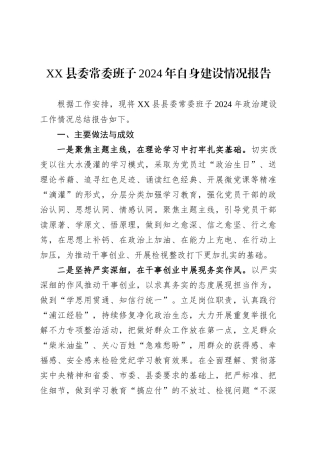 XX县委常委班子2024年自身建设情况报告.docx