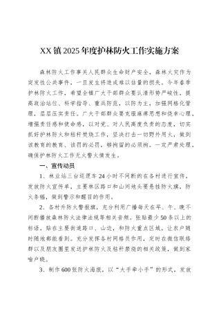 XX镇2025年度护林防火工作实施方案.docx