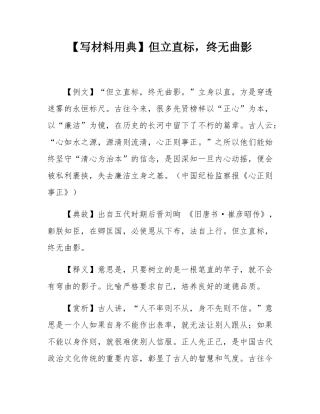【写材料用典】但立直标，终无曲影.docx