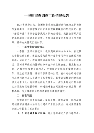 2025年一季度审查调查工作情况报告.docx
