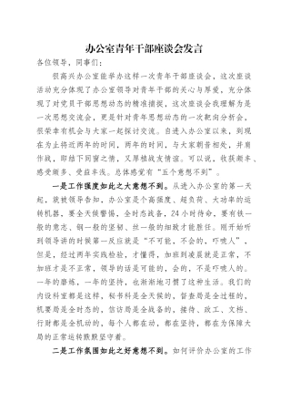 办公室青年干部座谈会发言.docx
