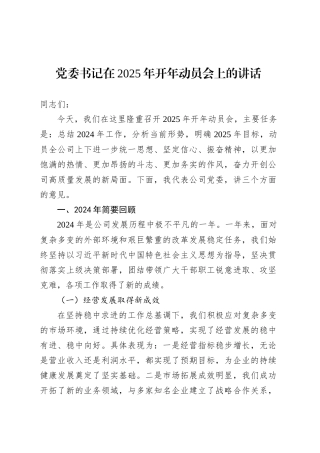 党委书记在2025年开年动员会上的讲话.docx