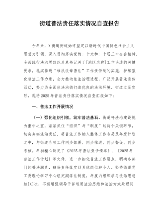 街道普法责任落实情况自查报告.docx