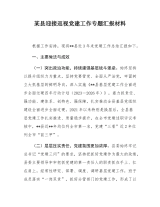 某县迎接巡视党建工作专题汇报材料.docx