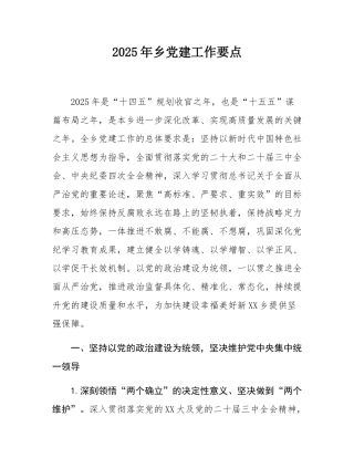 2025年乡党建工作要点.docx