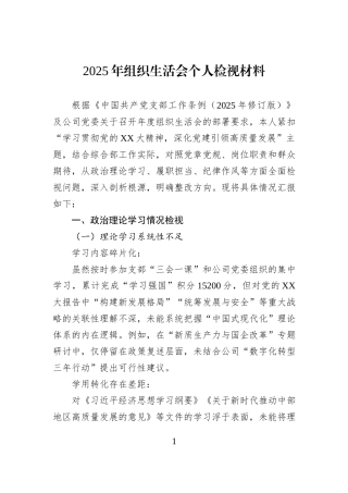 2025年组织生活会个人检视材料.docx