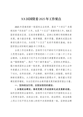 XX区国资委2025年工作要点.docx