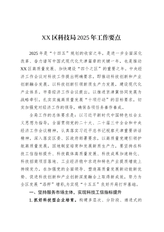 XX区科技局2025年工作要点.docx