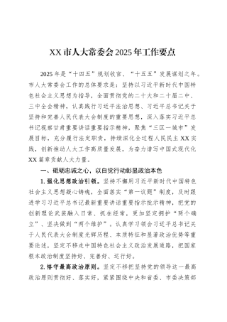 XX市人大常委会2025年工作要点.docx