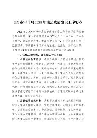 XX市审计局2025年法治政府建设工作要点.docx