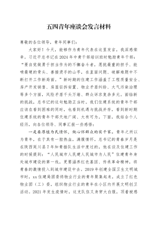 五四青年座谈会发言材料.docx