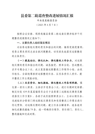 县委第二轮巡查整改进展情况汇报（20250407）.doc