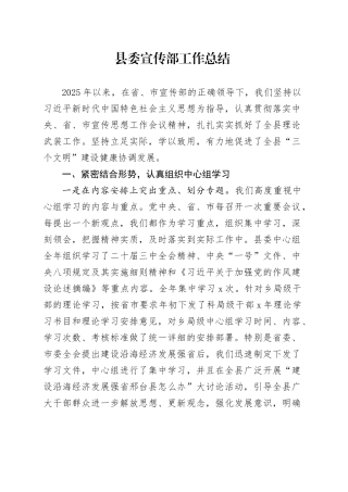 县委宣传部工作总结.docx