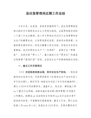 县应急管理局近期工作总结.docx