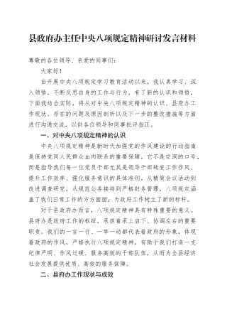 县政府办主任中央八项规定精神研讨发言材料.docx