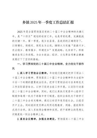 乡镇街道2025年一季度工作总结汇报.docx