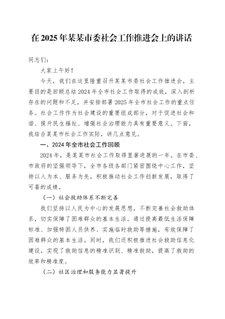 在2025年某某市委社会工作推进会上的讲话.docx