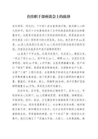 在挂职干部座谈会上的致辞.docx