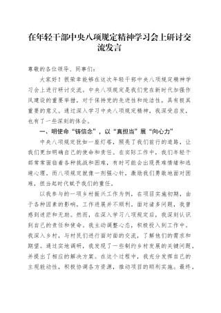 在年轻干部中央八项规定精神学习会上研讨交流发言.docx