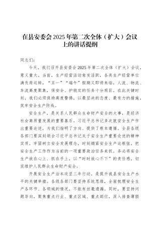 在县安委会2025年第二次全体（扩大）会议上的讲话提纲.docx
