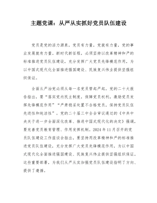 主题党课：从严从实抓好党员队伍建设.docx