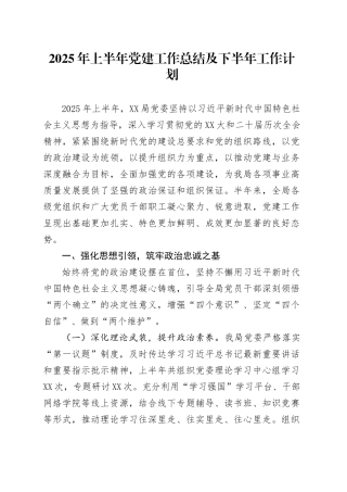 2025年上半年党建工作总结及下半年工作计划20250521.docx