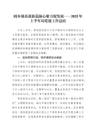 2025年上半年局党建工作总结.docx