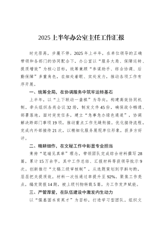 2025上半年办公室主任工作汇报.docx
