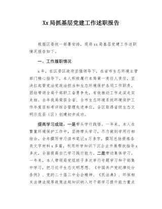 Xx局抓基层党建工作述职报告.docx