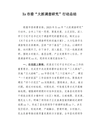 Xx市委“大抓调查研究”行动总结.docx
