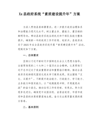 Xx县政府系统“素质建设提升年”方案.docx