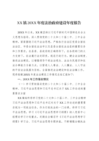 XX镇20XX年度法治政府建设年度报告.docx