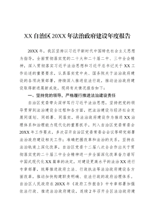 XX自治区20XX年法治政府建设年度报告.docx