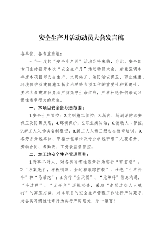 安全生产月活动动员大会发言稿.docx