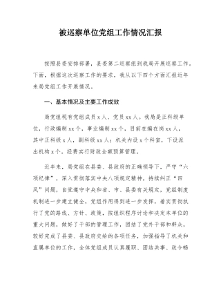 被巡察单位党组工作情况汇报.docx