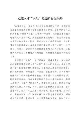 点燃人才“火炬”照亮乡村振兴路.docx