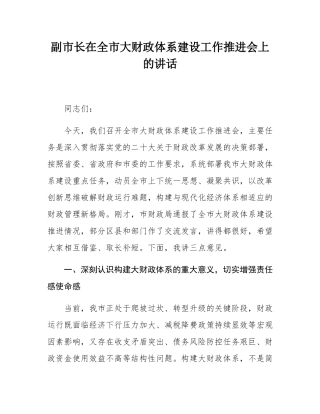 副市长在全市大财政体系建设工作推进会上的讲话.docx