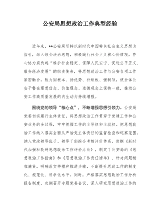 公安局思想政治工作典型经验.docx