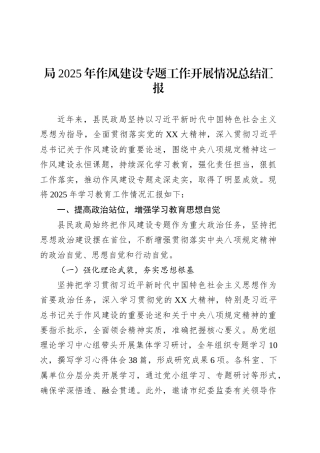 局2025年作风建设专题工作开展情况总结汇报.docx