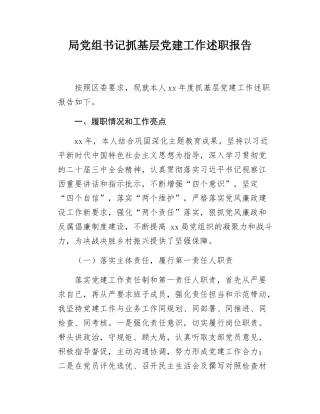 局党组书记抓基层党建工作述职报告.docx