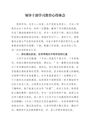 领导干部深入贯彻中央八项规定精神学习教育心得体会2025年发言讲话材料20250516.docx