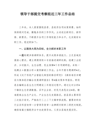 领导干部提交考察组近三年工作总结.docx
