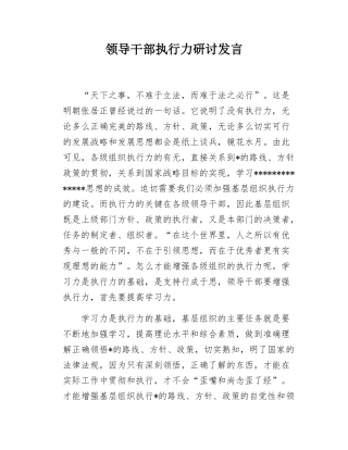 领导干部执行力研讨发言.docx