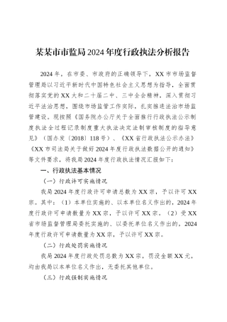 某某市市监局2024年度行政执法分析报告.docx