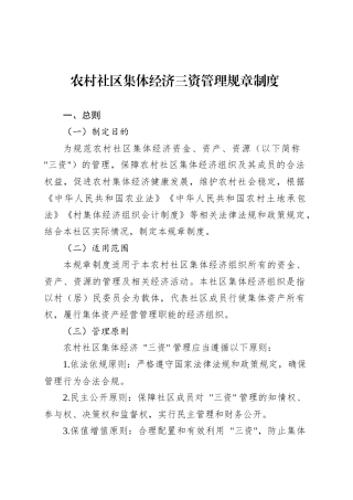 农村社区集体经济三资管理规章制度.docx