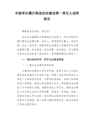 市级单位履行推进法治建设第一责任人述职报告.docx